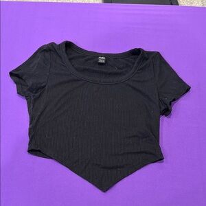 Black Ribbed Crop Top